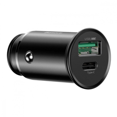 Автомобильное зарядное устройство Baseus Circular Metal PPS Quick Charger Car Charger 30W (CCYS-C01) Черный
