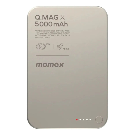 Внешний аккумулятор MOMAX 5000mAh Q.MAG X Ultra Slim Magnetic Wireless Battery Pack Титан