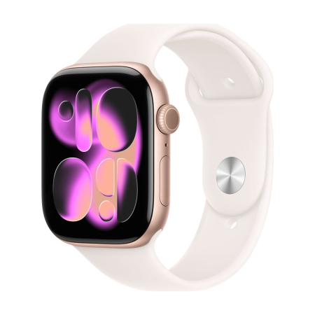 Apple Watch Series 11, 46 мм корпус из алюминия цвета «Rose Gold», ремешок Sport Band размера S/M цвета «Light Blush»