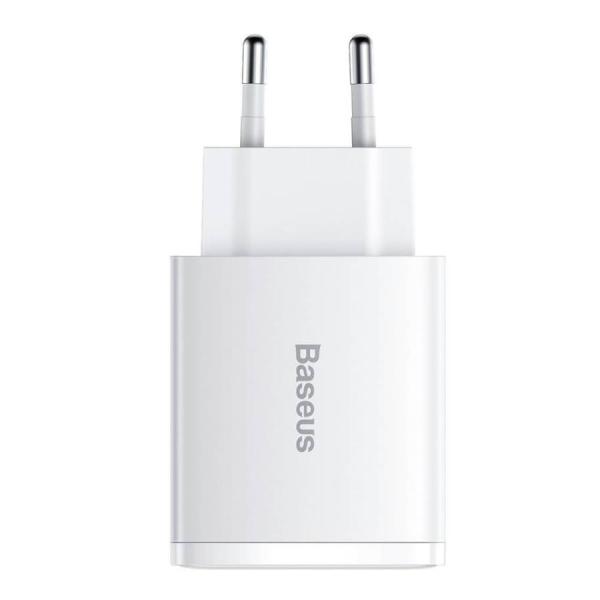 Зарядное устройство Baseus Compact Quick Charger 2 USB-A + USB Type-C 30Вт EU (CCXJ-E02) Белый
