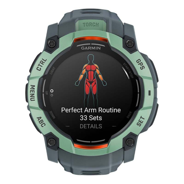 Часы Garmin INSTINCT 3 AMOLED 50мм Neo Tropic, зеленый с серым ремешком