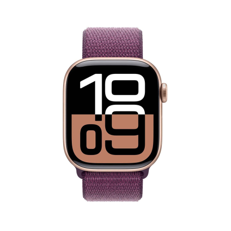 Apple Watch Series 10, 42 мм корпус из алюминия цвета «Rose Gold», ремешок Sport Loop цвета «Plum»