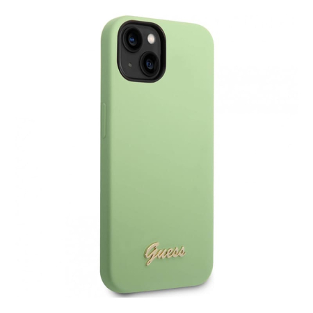 Чехол Guess для iPhone 14 CG Mobile Liquid silicone Gold metal logo Hard (GUHCP14SSLSMN) Зеленый