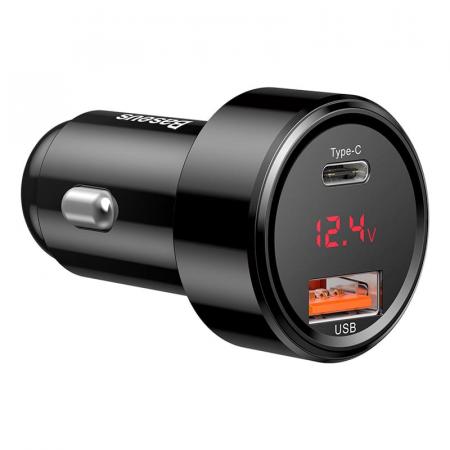 Автомобильное зарядное устройство Baseus 2 USB Quick Charger 45W (USB-C+USB) (CCMLC20C-01) Черный