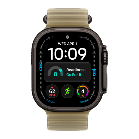 Apple Watch Ultra 4, 49 мм корпус из титана цвета «Black», ремешок Ocean Band цвета «Translucent Kelp»